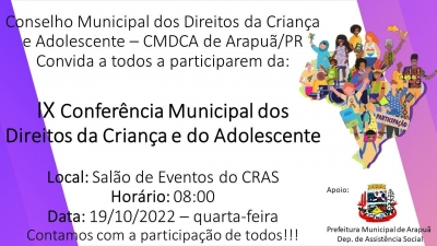 IX Conferência Municipal dos Direitos da Criança e do Adolescente